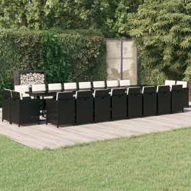 Set de comedor jardín 21 pzas con cojines ratán sintético negro de vidaXL, Conjuntos de jardín - Ref: Foro24-3095667, Precio:...