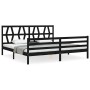 Bed frame with black solid wood headboard 200x200 cm by vidaXL, Beds and slatted bases - Ref: Foro24-3194400, Price: 168,06 €...