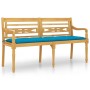 Banco Batavia madera maciza de teca con cojín azul claro 150 cm de vidaXL, Bancos de jardín - Ref: Foro24-3100845, Precio: 23...