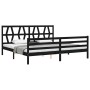 Bed frame with black solid wood headboard 200x200 cm by vidaXL, Beds and slatted bases - Ref: Foro24-3194400, Price: 168,06 €...