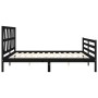 Bed frame with black solid wood headboard 200x200 cm by vidaXL, Beds and slatted bases - Ref: Foro24-3194400, Price: 168,06 €...