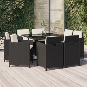 9-piece garden dining set and black synthetic rattan cushions by vidaXL, Garden sets - Ref: Foro24-3095505, Price: 534,99 €, ...