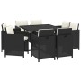 Set de comedor de jardín 9 pzas y cojines ratán sintético negro de vidaXL, Conjuntos de jardín - Ref: Foro24-3095505, Precio:...