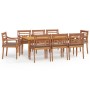 Juego comedor de jardín 9 piezas con cojines madera maciza teca de vidaXL, Conjuntos de jardín - Ref: Foro24-3100798, Precio:...