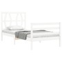 White solid wood bed frame with headboard 90x200 cm by vidaXL, Beds and slatted bases - Ref: Foro24-3194362, Price: 99,58 €, ...