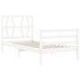 White solid wood bed frame with headboard 90x200 cm by vidaXL, Beds and slatted bases - Ref: Foro24-3194362, Price: 99,58 €, ...