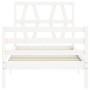 White solid wood bed frame with headboard 90x200 cm by vidaXL, Beds and slatted bases - Ref: Foro24-3194362, Price: 99,58 €, ...