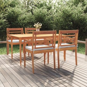 Garden dining set 5 pieces and solid teak wood cushions by vidaXL, Garden sets - Ref: Foro24-3100789, Price: 749,95 €, Discou...