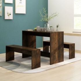 Eiche geräuchert Holzwerkstoff Esszimmer Set 3 Stück von vidaXL, Möbelsets für Küchen und Esszimmer - Ref: Foro24-812969, Pre...