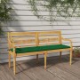 Batavia bench with green cushion solid teak wood 150 cm by vidaXL, garden benches - Ref: Foro24-3100831, Price: 233,63 €, Dis...