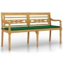 Batavia bench with green cushion solid teak wood 150 cm by vidaXL, garden benches - Ref: Foro24-3100831, Price: 233,63 €, Dis...