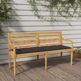 Batavia bench with anthracite cushion solid teak wood 150 cm by vidaXL, garden benches - Ref: Foro24-3100841, Price: 235,50 €...