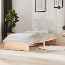 Solid pine wood bed frame 90x190 cm by vidaXL, Beds and slatted bases - Ref: Foro24-833227, Price: 109,51 €, Discount: %