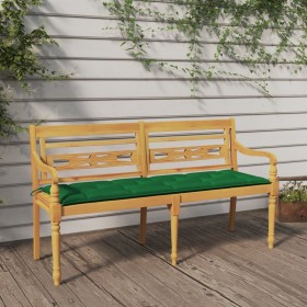 Batavia bench with green cushion solid teak wood 150 cm by vidaXL, garden benches - Ref: Foro24-3100846, Price: 234,79 €, Dis...