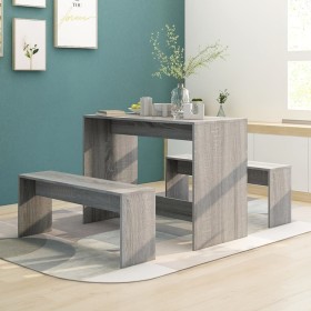 Set de comedor 3 pzas madera de ingeniería gris Sonoma de vidaXL, muebles para cocinas y comedores - Ref: Foro24-812970, Prec...