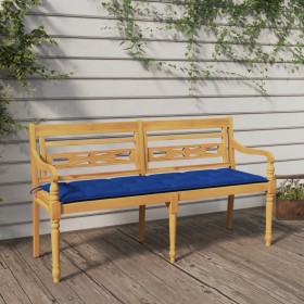 Batavia bench with blue cushion solid teak wood 150 cm by vidaXL, garden benches - Ref: Foro24-3100851, Price: 243,28 €, Disc...