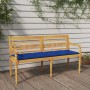 Batavia bench with blue cushion solid teak wood 150 cm by vidaXL, garden benches - Ref: Foro24-3100851, Price: 243,28 €, Disc...