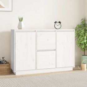 Sideboard aus massivem weißem Kiefernholz, 111 x 34 x 75 cm von vidaXL, Sideboards - Ref: Foro24-814310, Preis: 142,99 €, Rab...