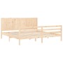 Bed frame with solid wood headboard 200x200 cm by vidaXL, Beds and slatted bases - Ref: Foro24-3194526, Price: 163,77 €, Disc...