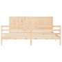 Bed frame with solid wood headboard 200x200 cm by vidaXL, Beds and slatted bases - Ref: Foro24-3194526, Price: 163,77 €, Disc...