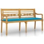 Banco Batavia con cojín azul madera maciza de teca 150 cm de vidaXL, Bancos de jardín - Ref: Foro24-3100830, Precio: 234,96 €...