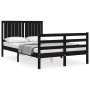 Bed frame with black solid wood headboard 120x200 cm by vidaXL, Beds and slatted bases - Ref: Foro24-3194765, Price: 165,85 €...