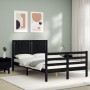 Bed frame with black solid wood headboard 120x200 cm by vidaXL, Beds and slatted bases - Ref: Foro24-3194765, Price: 165,85 €...