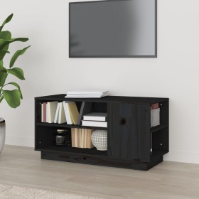 Mueble de TV madera maciza de pino negro 80x35x40,5 cm de vidaXL, Muebles TV - Ref: Foro24-814408, Precio: 52,99 €, Descuento: %