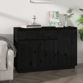 Aparador de madera maciza de pino negro 110x34x75 cm de vidaXL, Aparadores - Ref: Foro24-814333, Precio: 129,99 €, Descuento: %