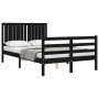 Bed frame with black solid wood headboard 120x200 cm by vidaXL, Beds and slatted bases - Ref: Foro24-3194765, Price: 165,85 €...