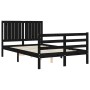 Bed frame with black solid wood headboard 120x200 cm by vidaXL, Beds and slatted bases - Ref: Foro24-3194765, Price: 165,85 €...