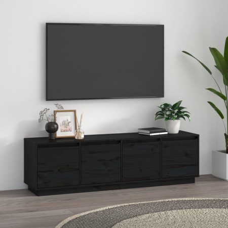 Solid black pine wood TV cabinet 156x37x45 cm by vidaXL, TV Furniture - Ref: Foro24-814398, Price: 101,66 €, Discount: %