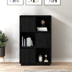 Hohe Anrichte aus massivem Kiefernholz schwarz 74x35x117 cm von vidaXL, Sideboards - Ref: Foro24-814368, Preis: 110,99 €, Rab...