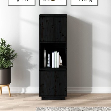 Tall solid black pine wood sideboard 38x35x117 cm by vidaXL, Sideboards - Ref: Foro24-814363, Price: 67,99 €, Discount: %