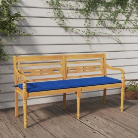 Batavia bench with royal blue cushion solid teak wood 150 cm by vidaXL, garden benches - Ref: Foro24-3100836, Price: 233,99 €...