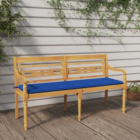 Batavia bench with royal blue cushion solid teak wood 150 cm by vidaXL, garden benches - Ref: Foro24-3100836, Price: 237,79 €...