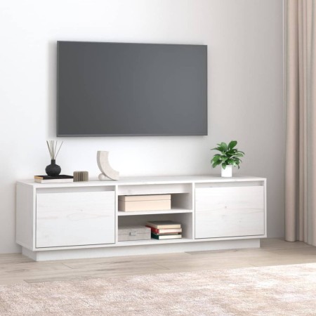 Mueble de TV madera maciza de pino blanco 140x35x40 cm de vidaXL, Muebles TV - Ref: Foro24-814315, Precio: 117,77 €, Descuent...