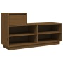 Mueble zapatero de madera maciza pino marrón miel 110x34x61 cm de vidaXL, Zapateros y organizadores de calzado - Ref: Foro24-...