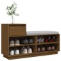 Mueble zapatero de madera maciza pino marrón miel 110x34x61 cm de vidaXL, Zapateros y organizadores de calzado - Ref: Foro24-...