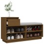 Mueble zapatero de madera maciza pino marrón miel 110x34x61 cm de vidaXL, Zapateros y organizadores de calzado - Ref: Foro24-...