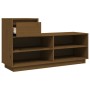 Mueble zapatero de madera maciza pino marrón miel 110x34x61 cm de vidaXL, Zapateros y organizadores de calzado - Ref: Foro24-...