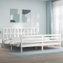 White solid wood bed frame with headboard 200x200 cm by vidaXL, Beds and slatted bases - Ref: Foro24-3194397, Price: 153,57 €...