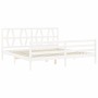 White solid wood bed frame with headboard 200x200 cm by vidaXL, Beds and slatted bases - Ref: Foro24-3194397, Price: 153,57 €...