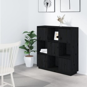 Tall sideboard in solid black pine wood 110.5x35x117 cm by vidaXL, Sideboards - Ref: Foro24-814373, Price: 125,51 €, Discount: %