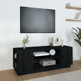 Mueble de TV madera maciza de pino negro 110x35x40,5 cm de vidaXL, Muebles TV - Ref: Foro24-814413, Precio: 68,99 €, Descuent...