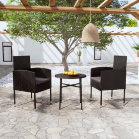 3-Piece Black Synthetic Rattan Garden Dining Set by vidaXL, Garden sets - Ref: Foro24-3098036, Price: 159,09 €, Discount: %