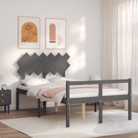 Elderly bed with gray solid wood headboard 120x200 cm by vidaXL, Beds and slatted bases - Ref: Foro24-3195543, Price: 157,65 ...