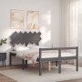 Elderly bed with gray solid wood headboard 120x200 cm by vidaXL, Beds and slatted bases - Ref: Foro24-3195543, Price: 157,53 ...