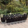 Set comedor de jardín 19 pzas con cojines ratán sintético negro de vidaXL, Conjuntos de jardín - Ref: Foro24-3095641, Precio:...