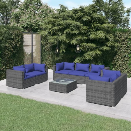 8-piece garden sofa set with gray synthetic rattan cushions by vidaXL, Garden sets - Ref: Foro24-3102278, Price: 526,99 €, Di...